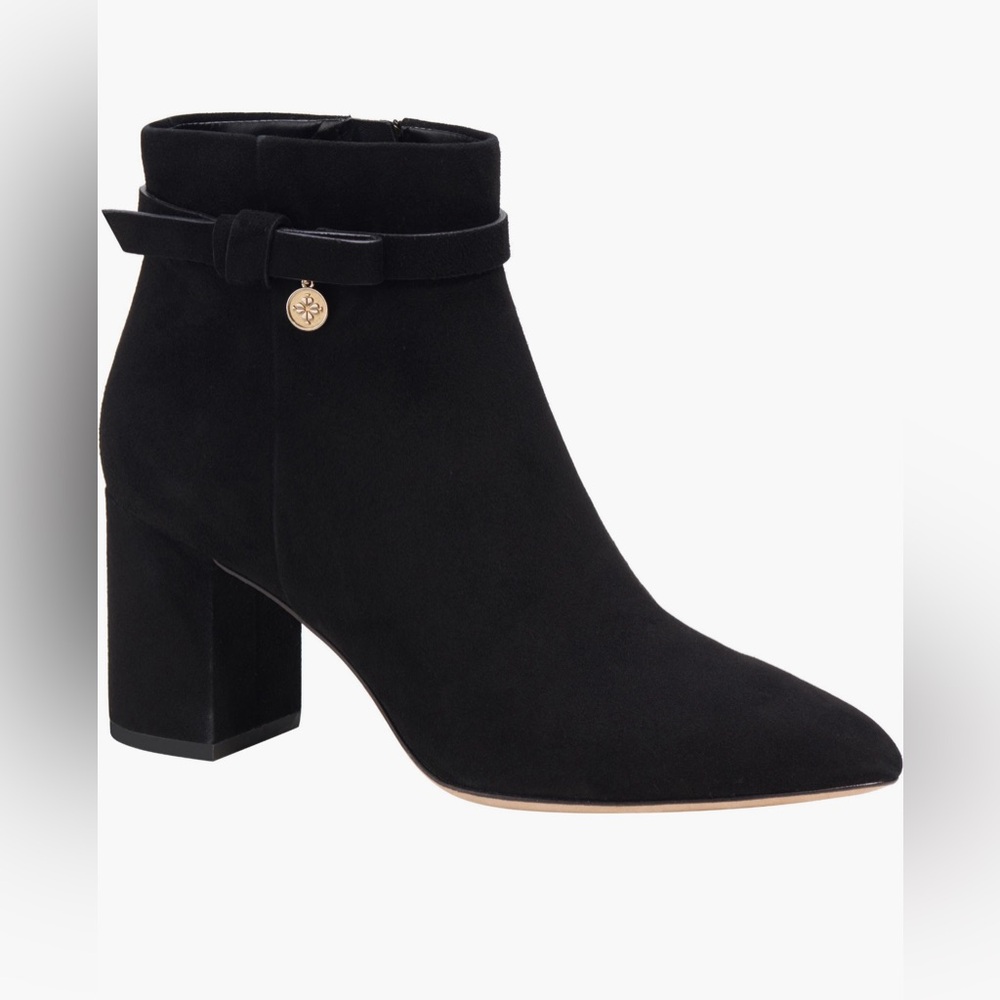 EUC Kate Spade New York Gretchen Pointed Toe Bootie with Gold Charm Size 8B …